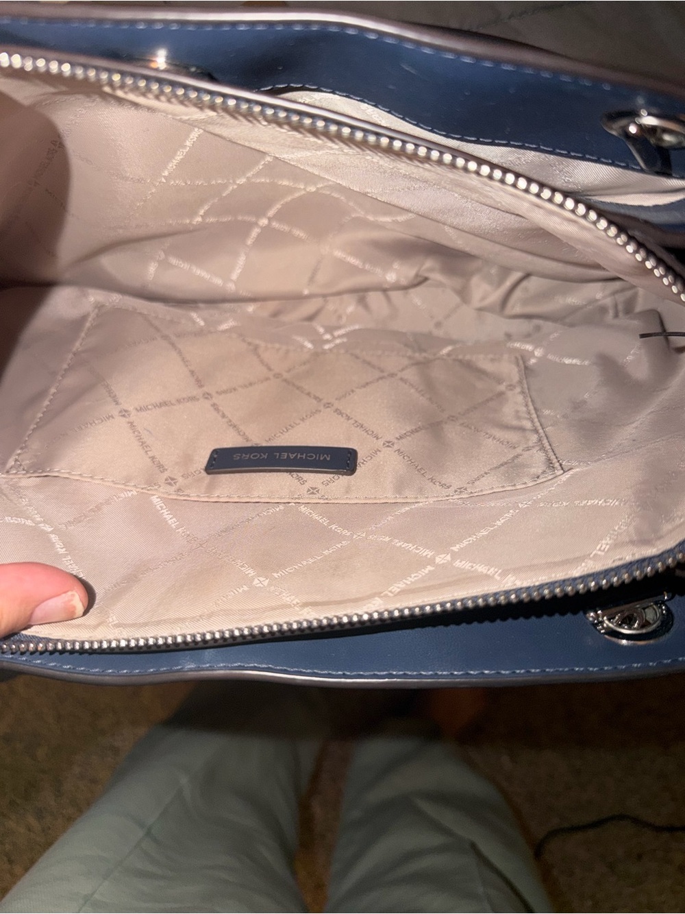 Michael Kors Navy Quilted Shoulder Bag with Chain Straps - Picture 3 of 5